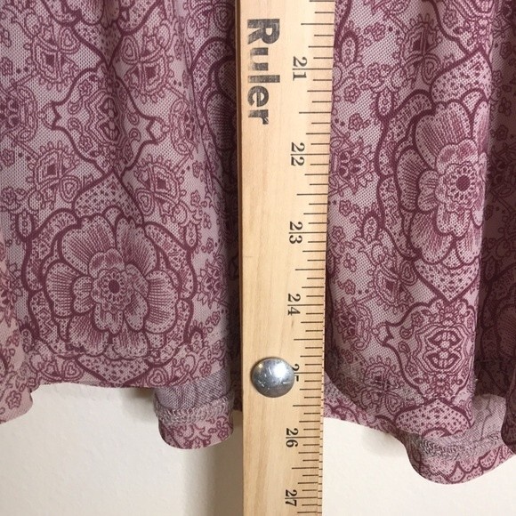 Knox Rose Floral Blouse Boho Peasant Top Ruffles Bell Sleeves Beige Pink Size S - Picture 10 of 12